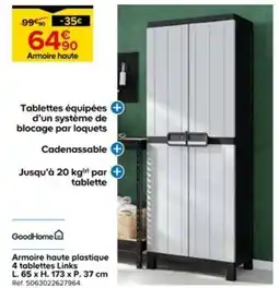 Castorama Armoire haute plastique 4 tablettes Links offre