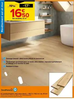 Castorama Sol stratifié Kingston, effet chêne blond, L. 125,7 x l. 19,2 cm x ép. 10 mm offre