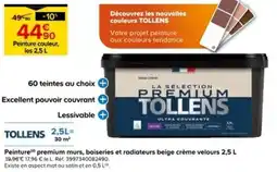 Castorama TOLLENS Peinture premium murs, boiseries et radiateurs beige crème velours offre
