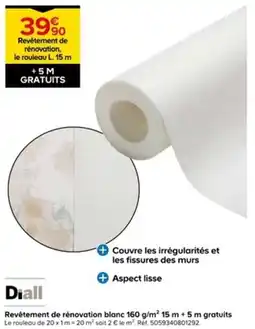 Castorama DIALL Revêtement de rénovation blanc 160 g/m² 15 m + 5 m gratuits offre