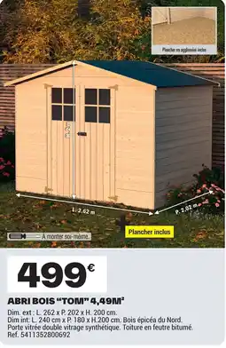 Brico Dépôt Abri bois "tom" 4,49m² offre