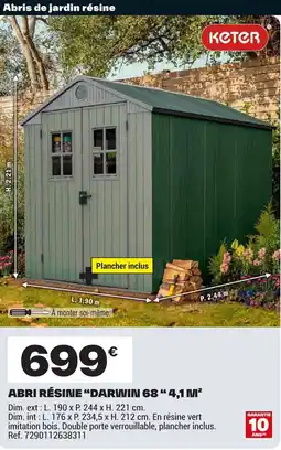 Brico Dépôt KETER Abri résine "darwin 68" 4,1 m² offre