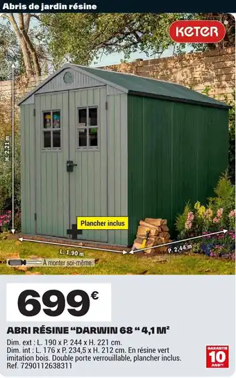Brico Dépôt KETER Abri résine "darwin 68" 4,1 m² offre