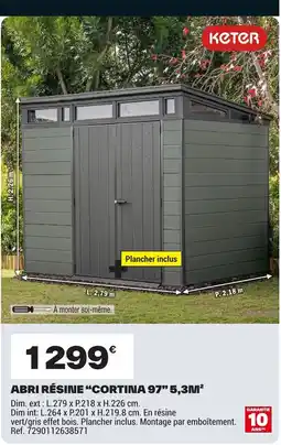 Brico Dépôt KETER Abri résine “cortina 97" 5,3m² offre