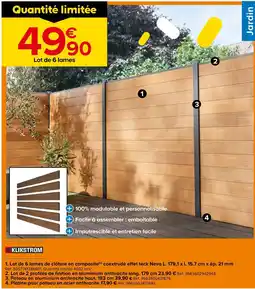 Castorama Lot de 6 lames de clôture en composite(o) coextrudé effet teck neva offre