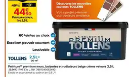 Castorama Tollens peinture(d) premium murs, boiseries et radiateurs beige crème velours 2,5 l offre