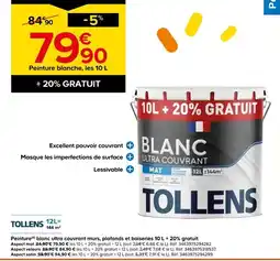 Castorama Tollens peinture blanc ultra couvrant mat offre