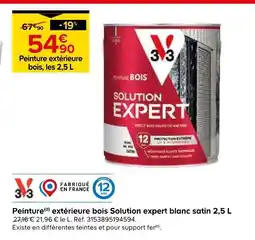 Castorama V33 peinture extérieure bois solution expert blanc satin offre