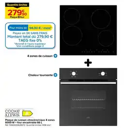 Castorama Cooke & lewis plaque de cuisson vitrocéramique 4 zones 6000 w + four encastrable 66 l offre
