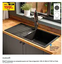 Castorama Goodhome évier à encastrer en composite quartz offre