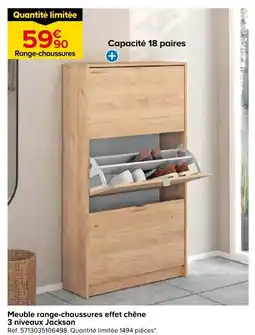 Castorama Meuble range-chaussures effet chêne 3 niveaux jackson offre