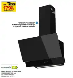 Castorama Goodhome hotte inclinée en verre noir cl60aghrf, 60 cm offre