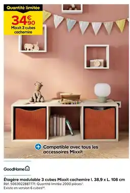 Castorama Goodhome étagère modulable 3 cubes offre
