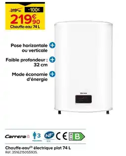 Castorama Carrera chauffe-eau électrique plat offre