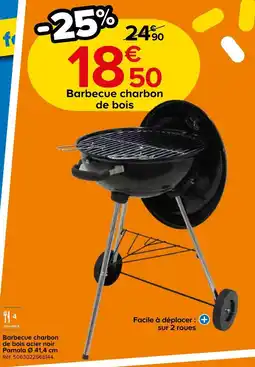 Castorama Pamola barbecue charbon de bois acier noir offre