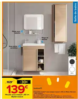 Castorama Goodhome ensemble meuble sous-vasque à poser l. 65 cm maza effet bois + plan vasque offre