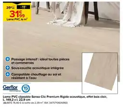 Castorama Gerflor lame pvc clipsable senso clic premium rigide acoustique effet bois clair offre