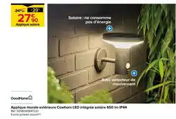 Castorama Goodhome applique murale extérieure cowhorn led intégrée solaire 650 lm ip44 offre