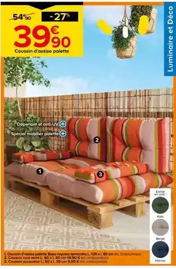 Castorama Palette - coussin palette déperlant uni terracotta l.120 x l.80 cm easy for life offre