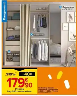 Castorama Kit dressing 1 colonne miroir effet chêne sindora h. 220 x l. 200 x p. 50 cm offre