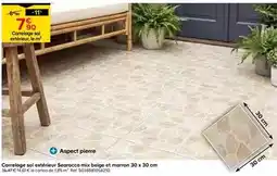 Castorama Carrelage sol extérieur effet pierre beige et marron l.30,38 x l.30,38 cm x ép.7 mm, searocca offre