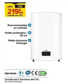 Castorama Carrera - chauffe-eau électrique plat 74 l offre