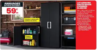 Lot armoire haute+basse poignees blanche