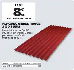 Brico Dépôt Plaque 9 ondes rouge offre