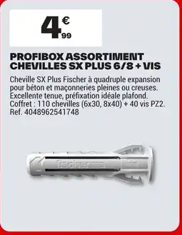 Brico Dépôt Profibox assortiment chevilles sx plus 6/8 + vis offre