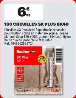 Brico Dépôt 100 chevilles sx plus 8x40 offre