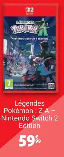 Auchan Légendes pokémon z-a nintendo switch 2 edition offre