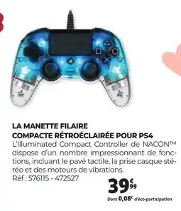 Auchan LA MANETTE FILAIRE COMPACTE RÉTROÉCLAIRÉE POUR PS4 offre