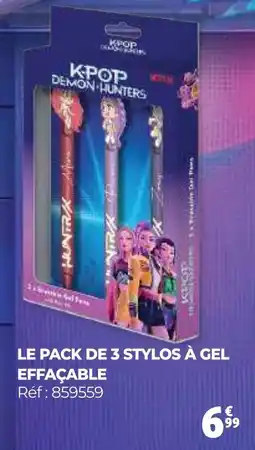 Auchan LE PACK DE 3 STYLOS À GEL EFFACABLE offre