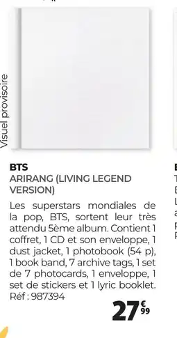 Auchan BTS ARIRANG LIVING LEGEND VERSION offre
