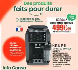Extra KRUPS Expresso broyeur ea912hf1 offre