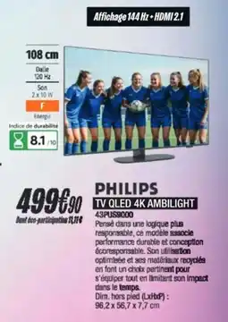 Blanc Brun PHILIPS Tv Qled 4k Ambilight offre
