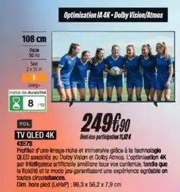 Blanc Brun TCL Tv qled 4k 43e7s offre