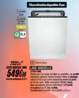 Blanc Brun ELECTROLUX Lave-vaisselle eeq47305l offre