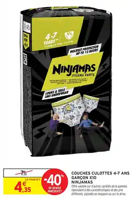 Intermarché Hyper Ninjamas Couches culottes 4-7 ans garçon x10 offre