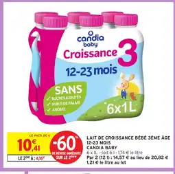 Intermarché Hyper Candia Baby Lait de croissance bébé 3ème âge 12-23 mois offre