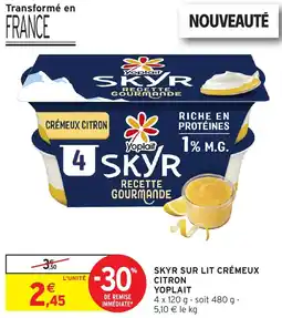Intermarché Hyper Yoplait Skyr sur lit crémeux citron offre