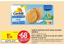 Intermarché Hyper Gerblé Sablé saveur coco sans sucres offre