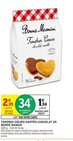 Intermarché Hyper Bonne Maman Tendres cœurs nappés chocolat x9 offre