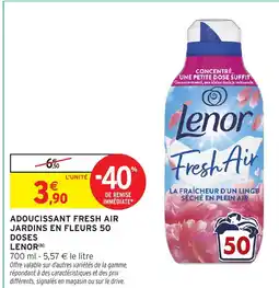 Intermarché Hyper Lenor Adoucissant fresh air jardins en fleurs 50 doses offre