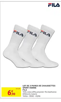 Intermarché Hyper Fila Lot de 3 paires de chaussettes sport homme offre