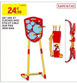 Intermarché Hyper Set arc et flèches avec étui et cible sur pied iron man offre