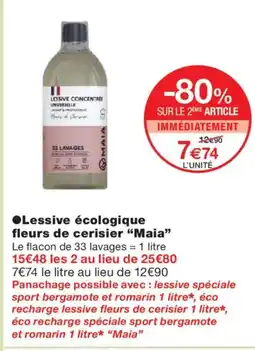 Monoprix MAIA Lessive écologique fleurs de cerisier offre