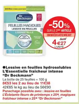 Monoprix DR BECKMANN Lessive en feuilles hydrosolubles L'Essentielle fraîcheur intense offre