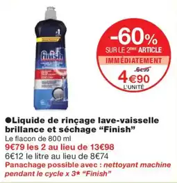 Monoprix FINISH Liquide de rinçage lave-vaisselle brillance et séchage offre