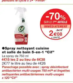Monoprix CIF Spray nettoyant cuisine et salle de bain 5-en-1 offre